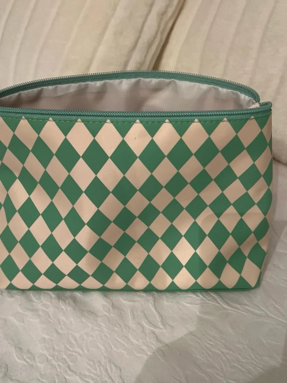 Tender Love & Carry Green Checker Cosmetic Pouch